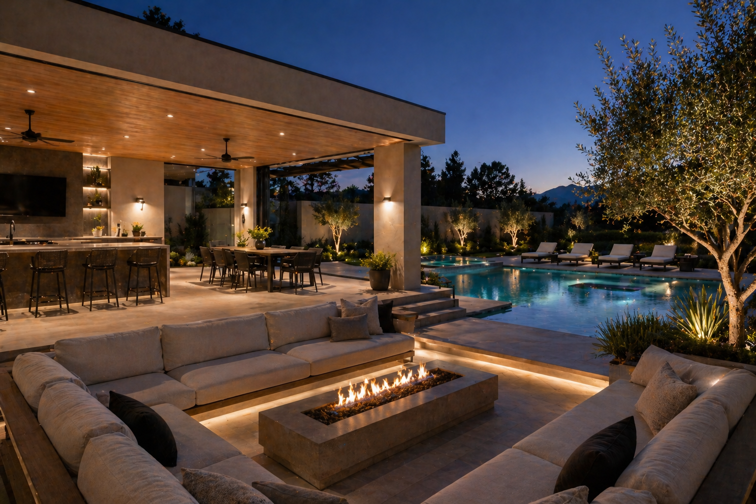 Dusk Terrace — luxury outdoor living space at twilight